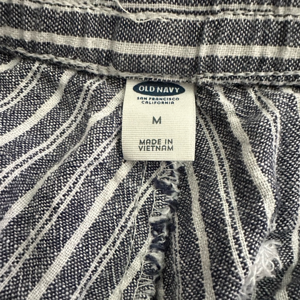 Old Navy Blue & White Striped Linen-Blend Drawstring Pants Women’s Size M - Picture 4 of 4